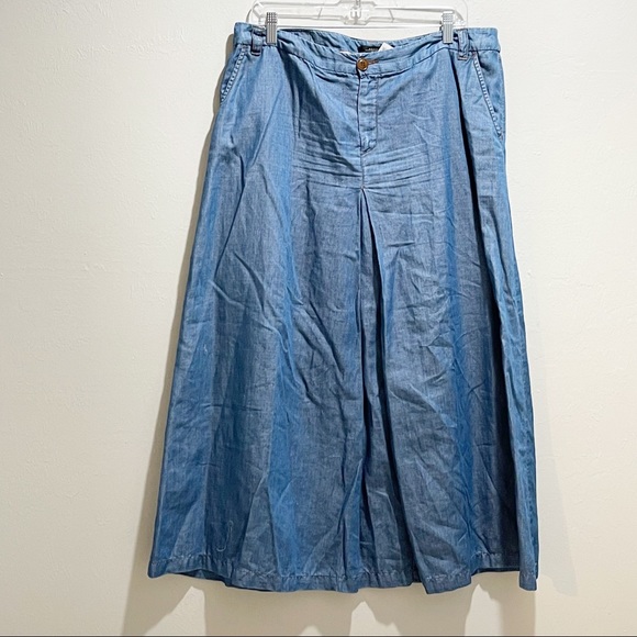 WEEKEND MAX MARA Women’s Blue Chambray CARAIBI Full A-Line Maxi Skirt